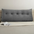 thumbnail image 5 of Lovote Triangular Headboard Pillow with Side Pockets, Velvet Fabric, Vertical Stripe Pattern Bed Rest Reading Pillow, Removable & Washable Cover, Daybed Wedge Pillow for King Beds, 5 of 8