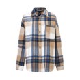 thumbnail image 6 of UVN Plaid Shirts for Women Flannel Long Sleeve Shacket Jacket Ladies Shirt Button Down Top Casual Coats, 6 of 8