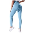 thumbnail image 2 of Mnuaqn Scrunch Workout Leggings for Women High Waisted Butt Lifting V Back Waist Seamless Gym Yoga Leggings Sky Blue for Size M, 2 of 7