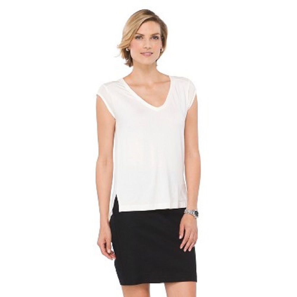 Cap Sleeve V-Neck Sour Cream Medium Tee 