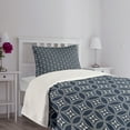 thumbnail image 3 of Ambesonne Geometric Quilted Bedspread Set 2 Pcs, Japanese Lotus Circle, Twin Size, Dark Blue Cream, 3 of 5