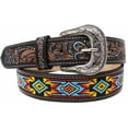 thumbnail image 2 of 28  Western Antique Floral Tooled Beaded Full-Grain Leather Belt 26FK31TR, 2 of 3