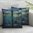 thumbnail image 3 of Wuche  Dragonfly Throw Pillow Cushion Cover, Grunge Vintage Old Backdrop and Dragonfly Bug Ombre Image, Decorative Square Accent Pillow Case, Turquoise Dark Blue Multiple specifications, 3 of 5
