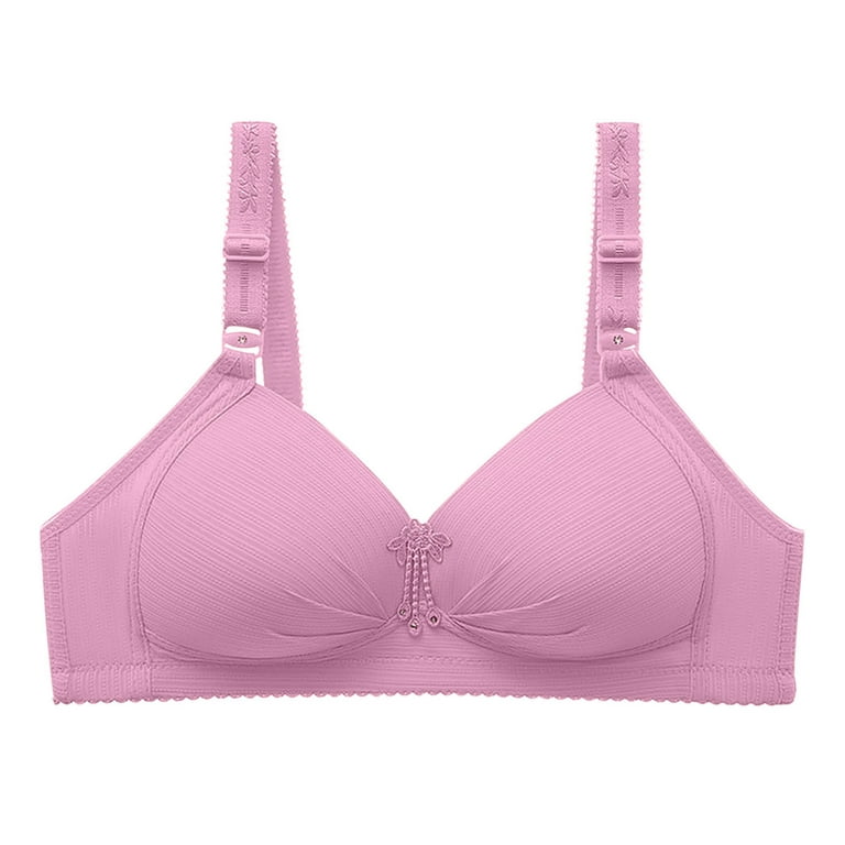 Lopecy-Sta Women's Non Steel Ring Comfortable Printing Plus Size Sexy Four  Breasted Bra Underwear Bras for Women Everyday Bras Sales Clearance Pink 