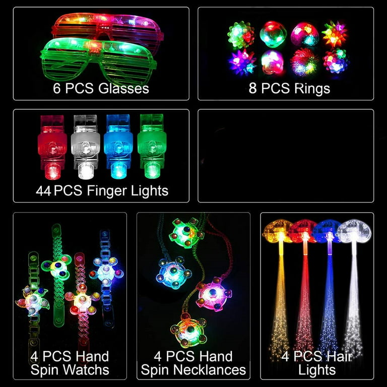 115pcs Glow in the Dark Christmas Party Favors Light Up Toys Bulk