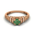 thumbnail image 1 of 5 MM Round Shape Emerald 925 Sterling Silver Rose Plated Blossom Design Ring, 1 of 3
