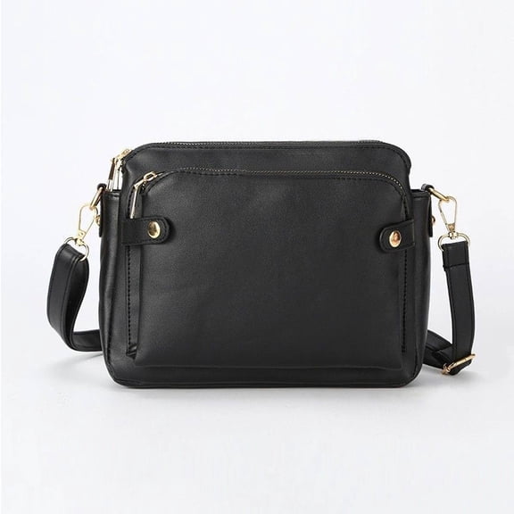 Classic Three-Layer Crossbody Bag for Women Fashion Multi-Compartment Shoulder Bag Vintage Solid Color Clutch for Travel Shopping Daily Use