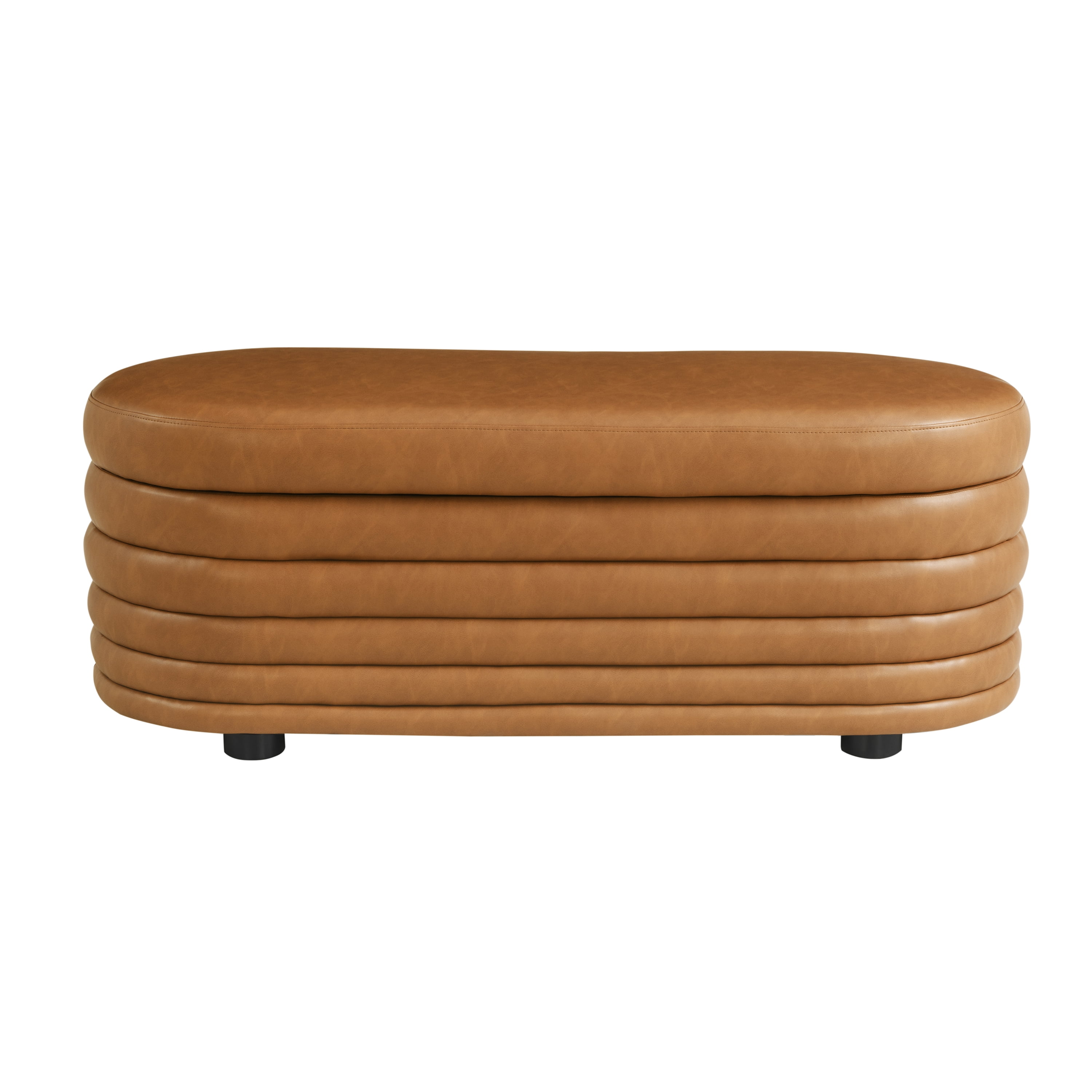 Studio Living Livingston Modern Storage Ottoman, Carmel Faux Leather