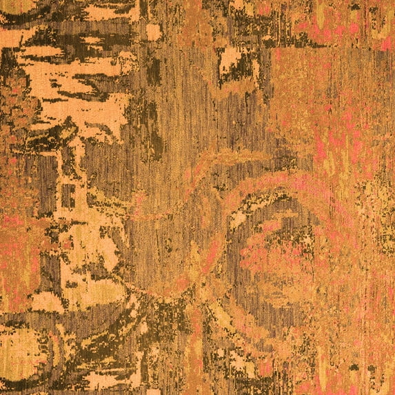 Ahgly Company Indoor Square Abstract Orange Modern Area Rugs, 5' Square