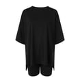 thumbnail image 6 of Short Sets Women 2 Piece Outfits Oversized T-Shirts Pocketed Cotton Shorts Matching Sets Sleepwear For Women, 6 of 8