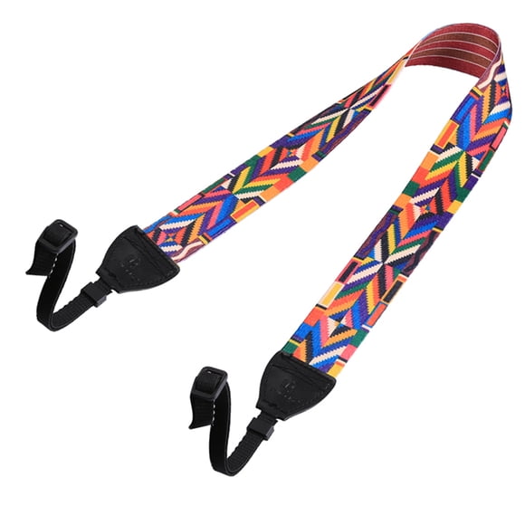 Rétro Style Double Cour De Coton Coloré Motif Bandoulière Bandoulière Bandoulière Sacs Bracelet pour Canon SLR DSLR Caméras (PU6008C)