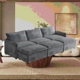 thumbnail image 3 of Modern Corduroy 3-Seater Sofa 220×80×75cm with 3 Movable Footrests, 3 of 11