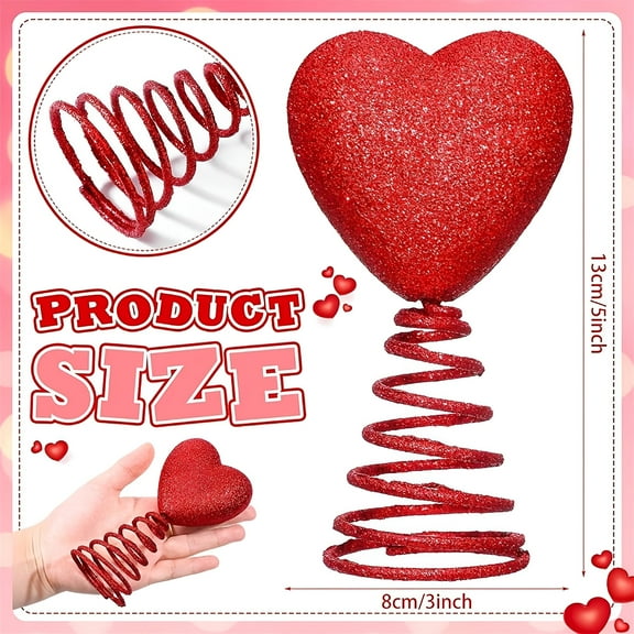 LAMIRO Mini Valentine Day Tree Topper Glitter Heart Tree Hat Decorations