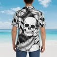 thumbnail image 4 of Kll Men'S Hawaiian Shirt Short Sleeve Button Down Beach Shirts-Skull And Palm Leaves, 4 of 7