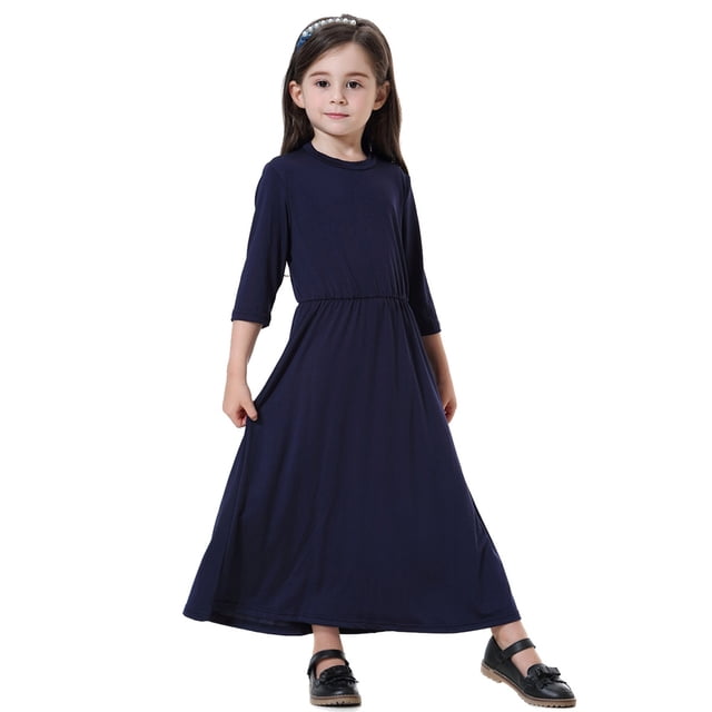 KYAIGUO Robes à Volants pour Filles 1-12 Ans Bébé Manches Longues Décontractées Robe Maxi Ligne A
