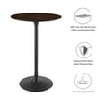 thumbnail image 4 of Modway Lippa Table de Bar Ronde 28 Pouces Grain de Bois Style Mi-Siècle Moderne en Noyer Cerisier Noir, 4 of 7