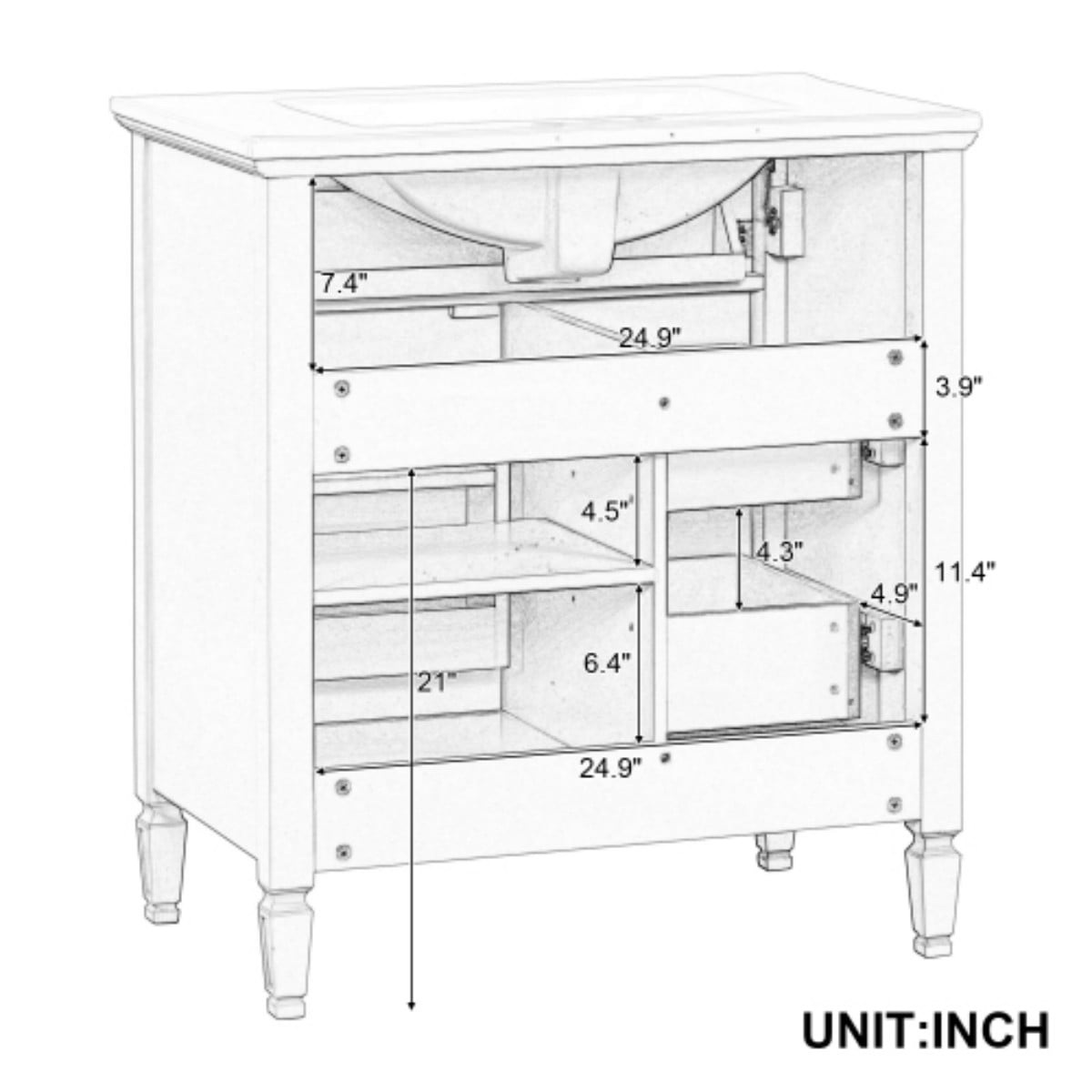 30" Bathroom Vanity with Sink, Modern Bathroom Cabinet with Ceramic Undermount Sink, Solid Wood & MDF Storage Cabinet with Flip Drawer, Adjustable Shelf, Green