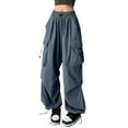 thumbnail image 5 of Women's Pants Fashion Casual Pants For Women Cargo Trousers Baggy Wide Leg With Elastic Oversized Vintage 90s Track Parachute Trousers Sweatp, 5 of 7