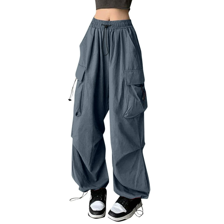 Cargo Pants Women, 90s Vintage Baggy Wide Leg Parachute Trousers