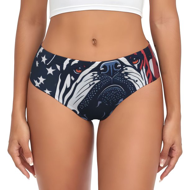 Fotbe Bulldog with Forest Flag Calzones Estampados para Mujer – Ropa Interior de Algodón, Cómoda, Suave y Elástica-XX-Large
