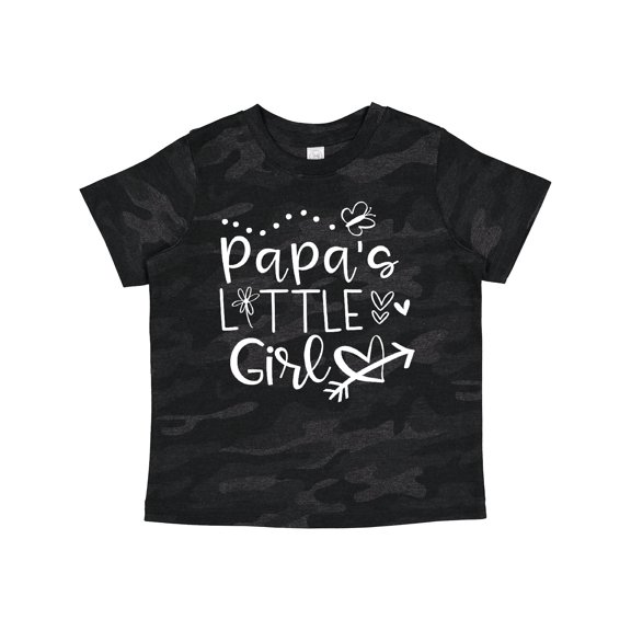 Inktastic Papa's Little Girl with Hearts Flower and Butterfly Girls Toddler T-Shirt