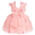 thumbnail image 3 of IBTOM CASTLE Toddler Girls Butterfly Birthday Dress Rainbow Tulle Formal Wedding Party Ruffle Tutu Dresses for Photo Shoot 3-4 Years Pink, 3 of 9