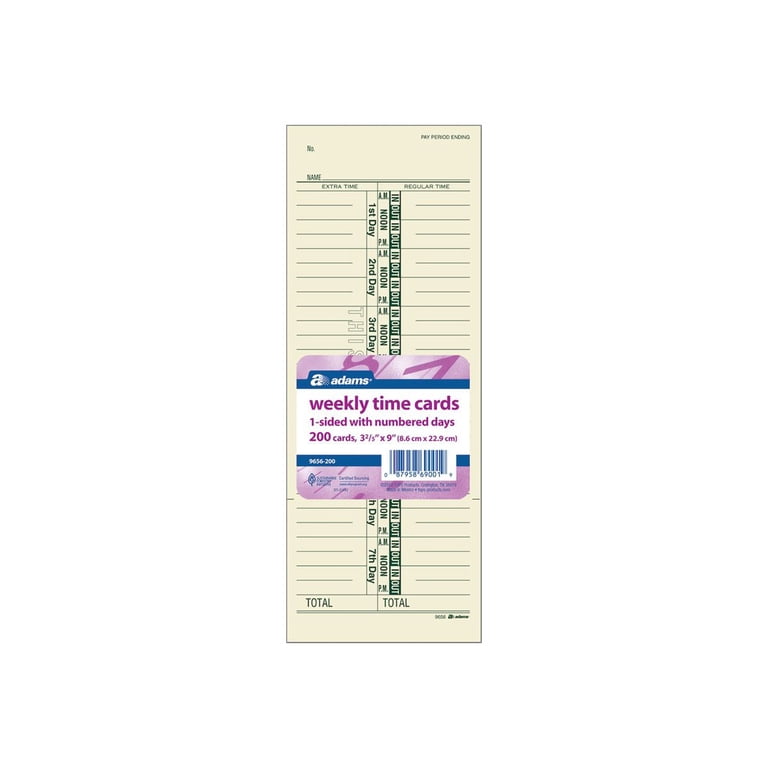 Adams Time Cards 200/Pack (ABF 9656-200) 319707 - Walmart.com Adams Time Cards 200/Pack (ABF 9656-200) 319707 - Walmart.com