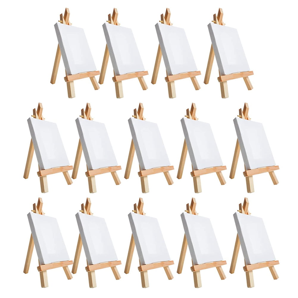 14Pcs Mini Canvas and Easel Brush Set, Canvas Inch, PreStretched