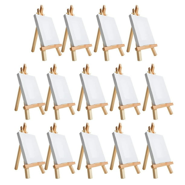 Juego de 14 Minipinceles para Lienzo y Caballete, Lienzo de 4 X 4 Pulgadas, Lienzo Preestirado Mini Kit de Pintura, Fiesta de Pintura para NiñOs