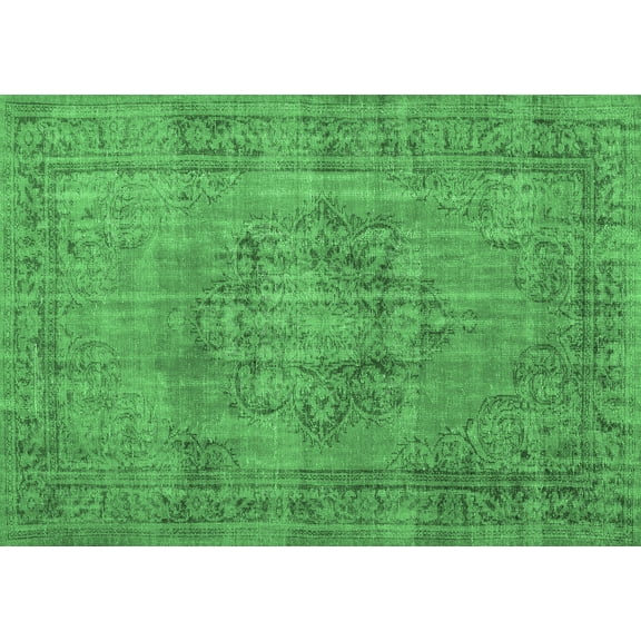 Ahgly Company Indoor Rectangle Persian Emerald Green Traditional Area Rugs, 5' x 7'