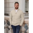 thumbnail image 3 of Fexilor Men's Quarter-Zip Sweater, Cable Knit Mock Neck Slim Fit Business Casual Pullover S-3XL, 3 of 8