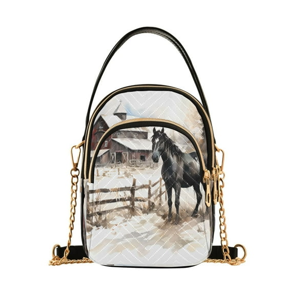 ALAZA Chain Crossbody Bags for Women Horse Farmhouse Shoulder Handbag Phone Purse