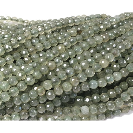 4mm Gray Jade Faceted Round Beads Genuine Gemstone Natural Jewelry Making