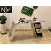 NauticalMart Aviator Wing Desk Aluminium Table Home Office Aviator Furniture Decor (Two Drawer, 78 Inches)