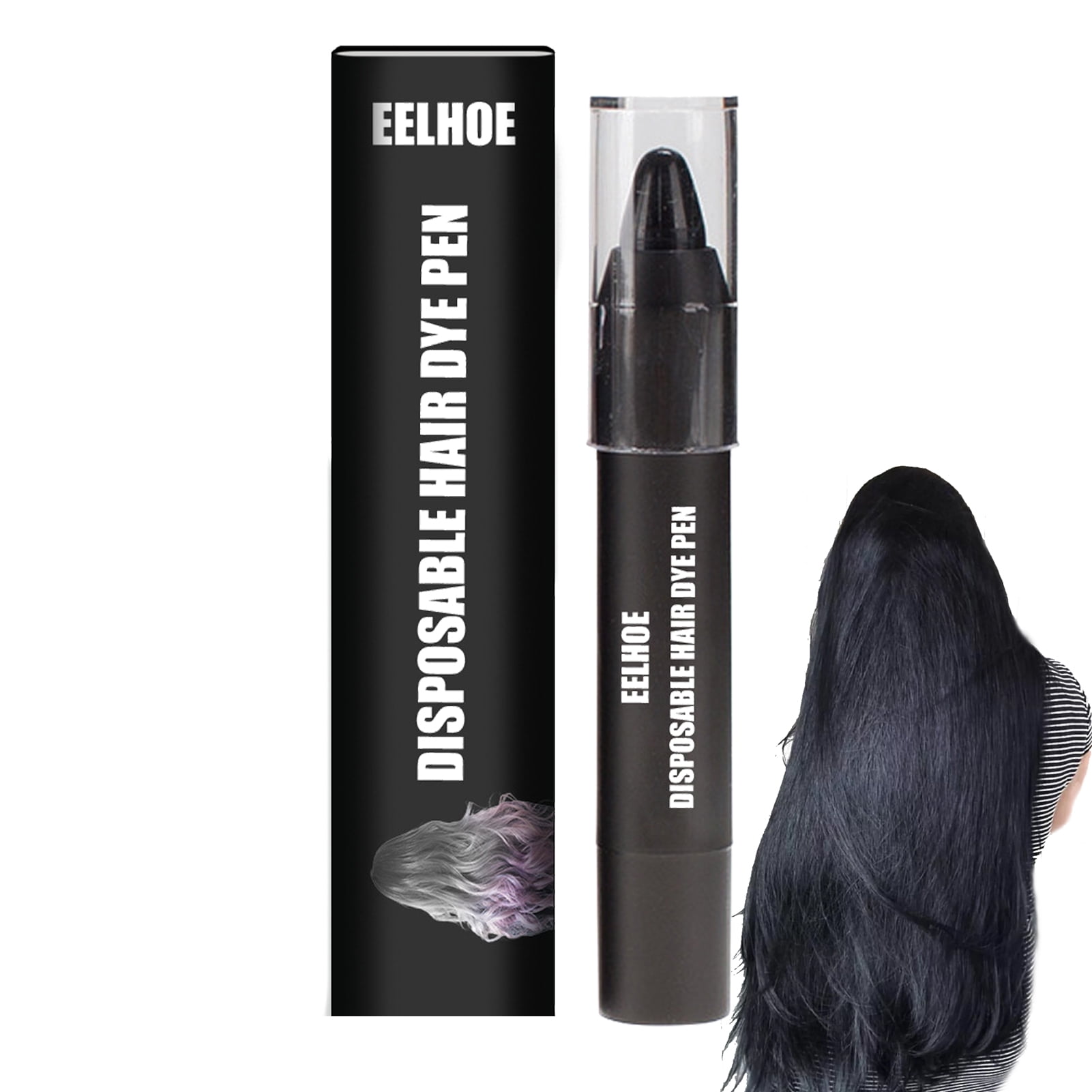 Temporary Hair Chalk Pen | Professional Hair Color Pen Touch Up Hair  Shadow | Washable Hair Dye for Dark/Light Hair, Black/Purple/Blue/Dark Brown  