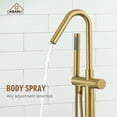 thumbnail image 2 of CASAINC Single-Handle Freestanding Floor Mount Roman Tub Faucet Bathtub Filler with Hand Shower in Brushed Brass, 2 of 10