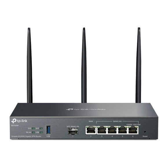 TP-Link Omada ER706W V1 - Wireless router 4-port switch - 1GbE - WAN ports: 6 - Wi-Fi 6 - Dual Band - wall-mountable