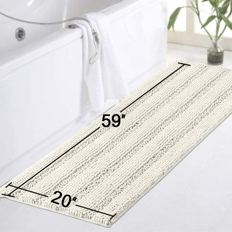 KMAT Long Bathroom Rugs Microfiber Bath Mat 59(W) x 20(L),Luxury Soft  Shaggy Shower Rug, Non-Slip Absorbent Plush Throw Rugs Runner Carpet for