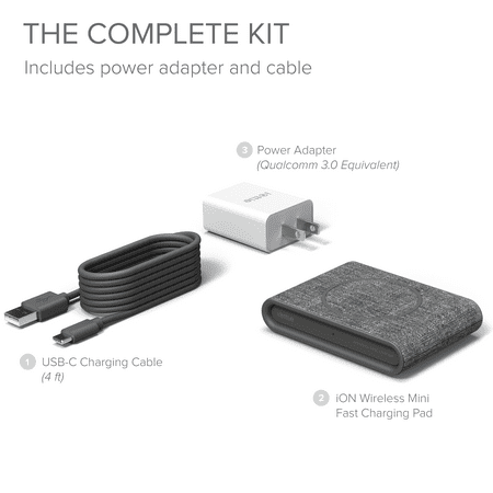 iOttie - iON Wireless Mini 10/7.5W Qi Certified Wireless Charging Pad for iPhone/Android - Ash