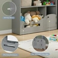 thumbnail image 4 of Senfot 2-Tier Kids Bookshelf & Toy Storage Organizer with Built-In Motion Sensor Light Wooden House-Shaped Book Rack, Grey, 4 of 6