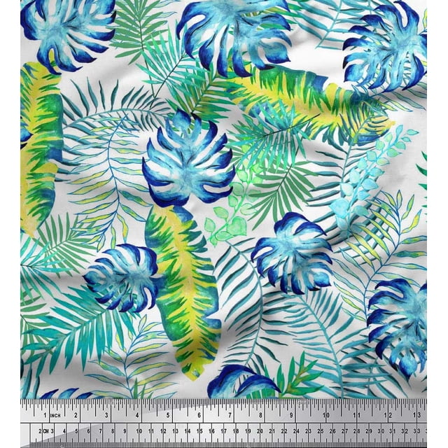 Soimoi Rayon Fabric Leaves Tropical Decor Fabric Printed Yard 42 Inch Wide