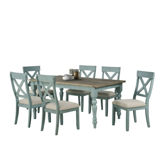 Roundhill Furniture Prato 7-Piece Dining Table Set with Cross Back Chairs