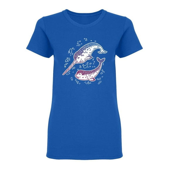 Couple Of Narwhals Design Shaped Tee Women's -Image by Shutterstock