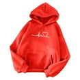 thumbnail image 3 of Baqcunre Women's Autumn and Winter Simple Print Long-Sleeved Hooded Love Zipper Hoodie Y2K Hoodies Womens Hoodies Graphic Hoodie Womens Sweatshirt Red 3Xl, 3 of 3