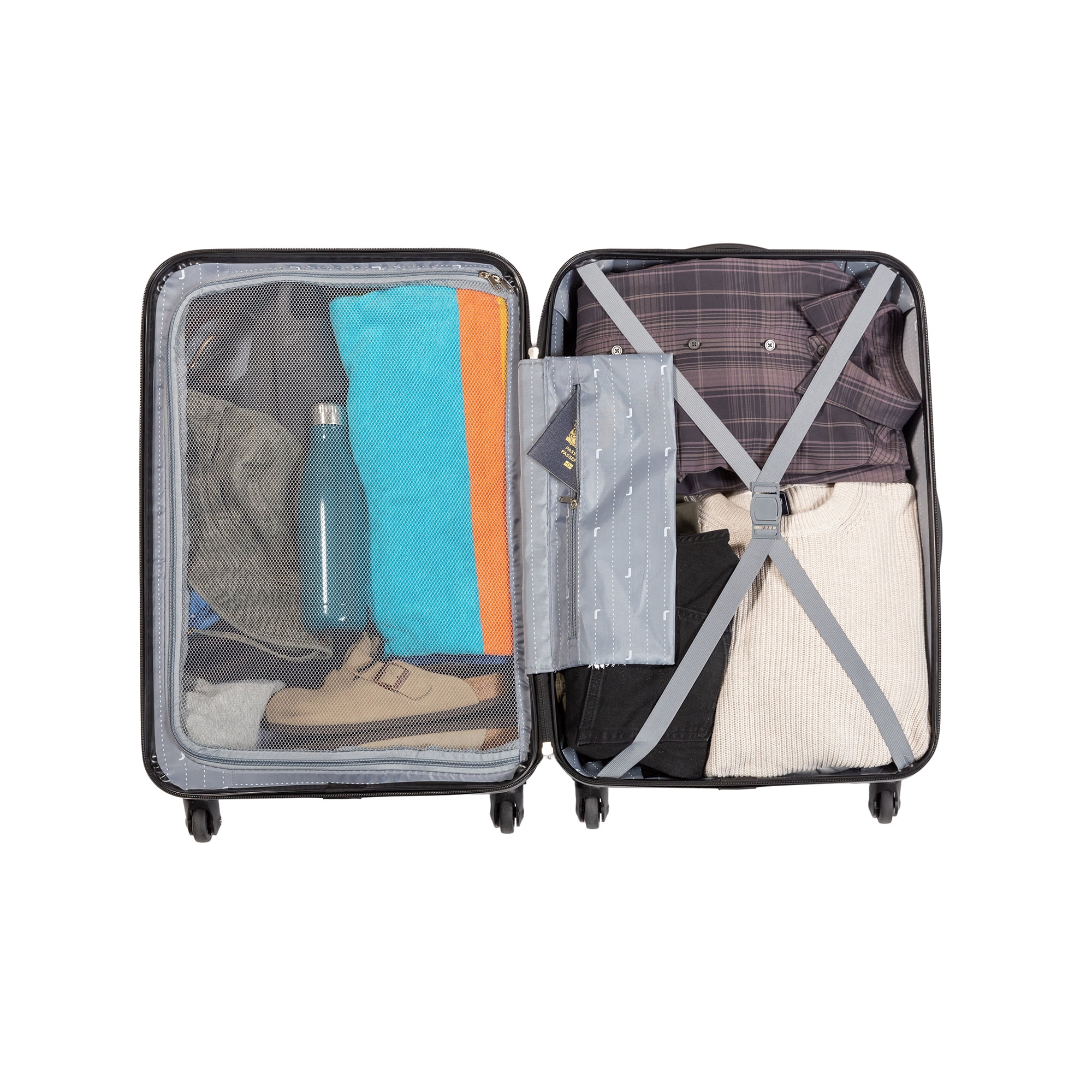 Jetstream 24-inch Hardside Spinner Upright Checked Luggage, Durable ABS/PC Material, Charcoal