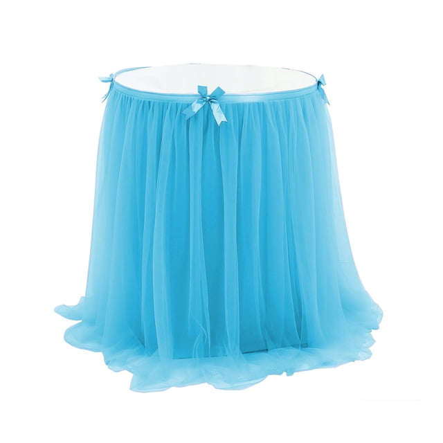 Wedding Table Skirt, Black Tulle Table Cover with Gold Brim, Party Decoration for Dessert Buffet Table, Washable Rectangular Tablecloth, 1 X Table Skirt