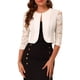 thumbnail image 1 of INSPIRAR CHIC Día de San Valentín Top de Encaje Floral para Mujeres Cárdigan Formal de Manga 3/4 Abierto para Oficina M Blanco, 1 of 7