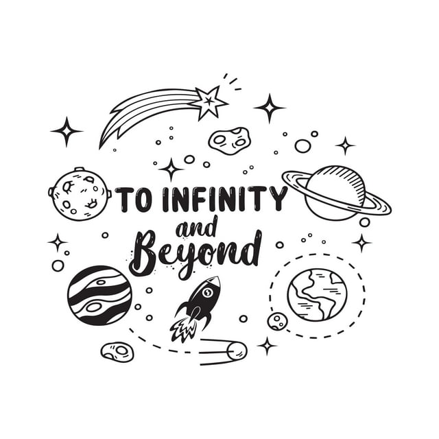 To Infinity And Beyond Space Rocket Meteor Stars Moon Planets Wall Art Sticker Designs Vinyl Stickers For Home House Walls Rooms Windows Bedroom Decoration Size (26x26 inch)