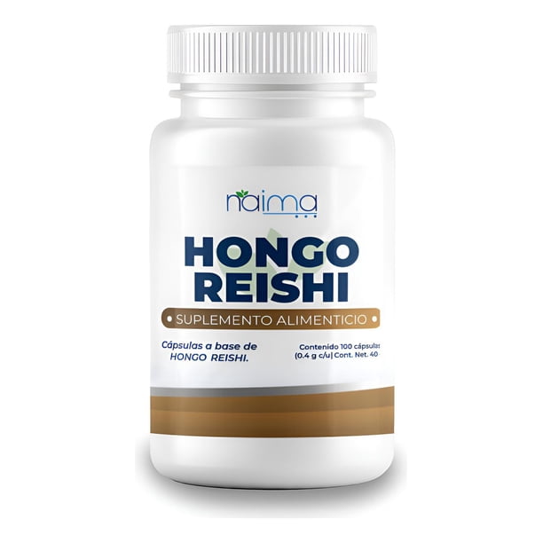 NAIMA Hongo Reishi, 100 Cápsulas | Hongo Adaptógeno 100% Puro | Reishi Mushroom, Antioxidante Natural | Estado de Ánimo y Bienestar General | Superfood Sin Aditivos