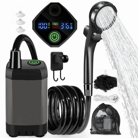 qiya 6000mAh Rechargeable Camping Shower with Intelligent LED Display portable shower